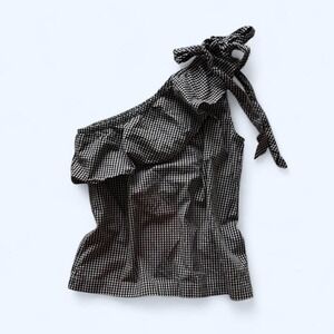 Black + white gingham one shoulder top size S by Vineyard Vines